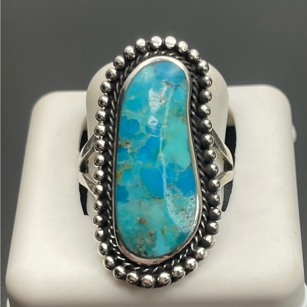 size 8 sterling silver 925 large stone cocktail ring